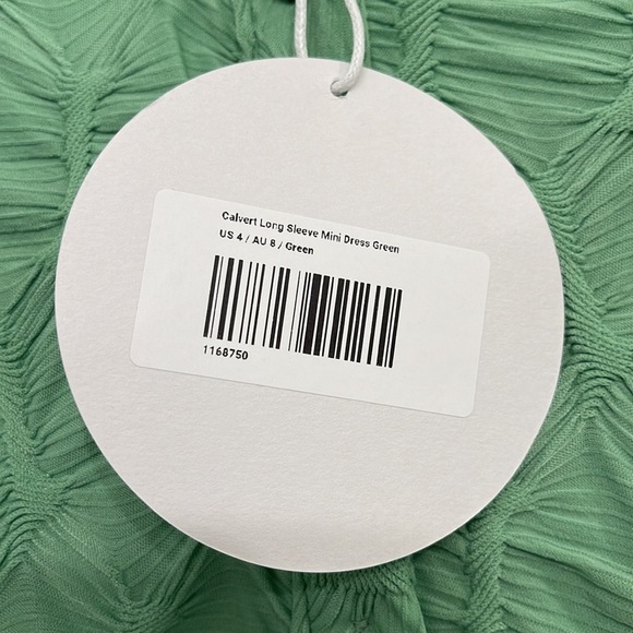 NWT Princess Polly Calvert Long Sleeve Mini Dress Green 4 6 - Picture 9 of 14